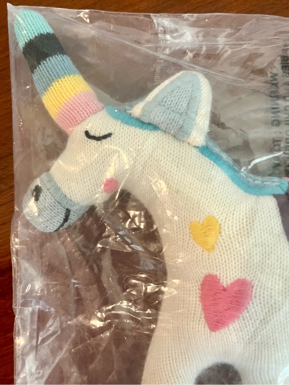 Anthropologie Soft Knit Unicorn Rattle in White & Pastel Colors